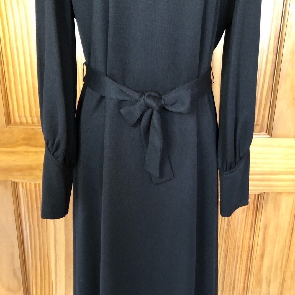 Vintage Kevin Stuart Petites Tie Waist Dress Black Size Medium Petite