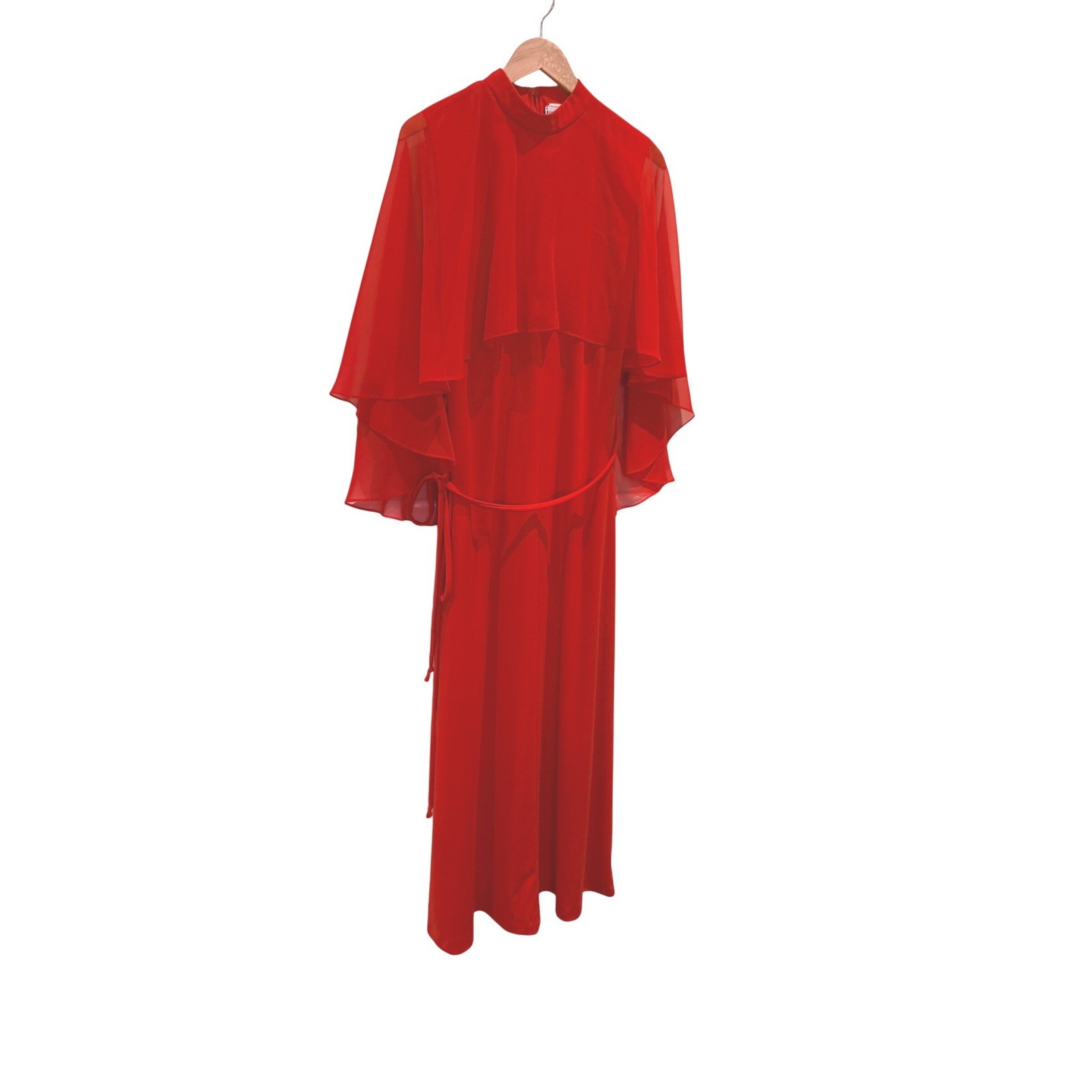 Vintage Jeanne Durrell Capelet Maxi Dress 14 70s Goddess Romantic Boho Rretro
