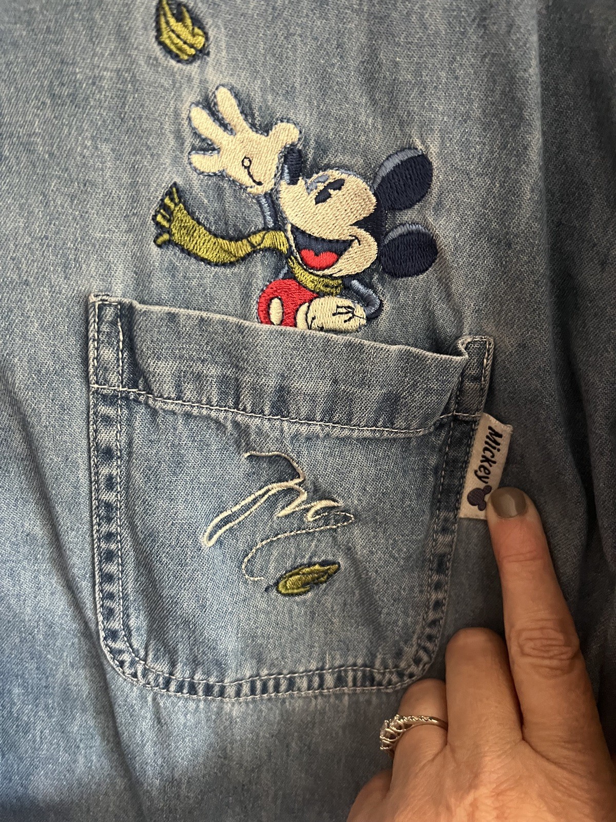 Vintage Disney Denim Shirt Women’s Mickey Unlimited Embroidered Size 26W/28W