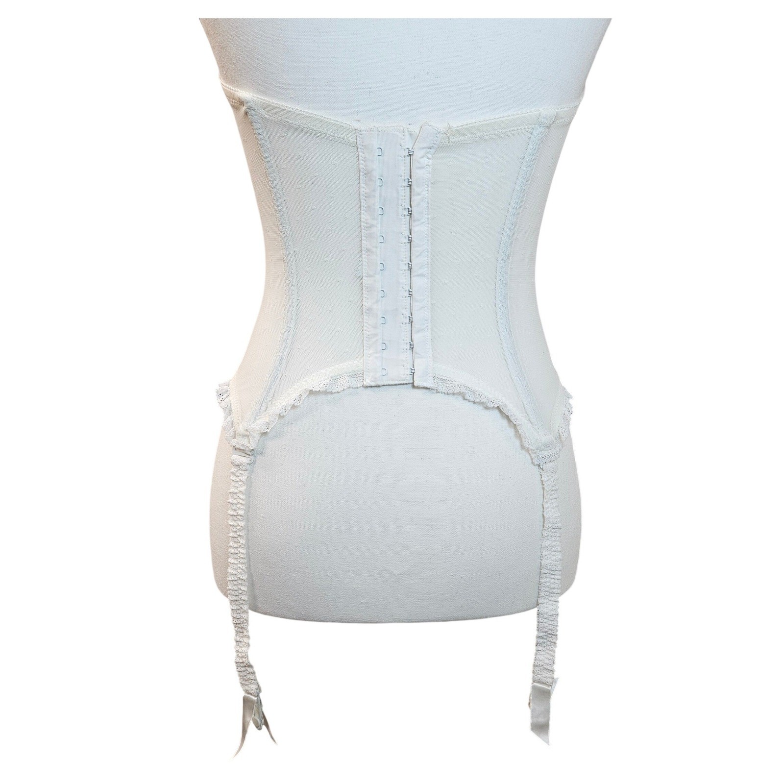 Vintage Vanity Fair White Lace Bustier Corset Garter Lingerie Coquette VTG