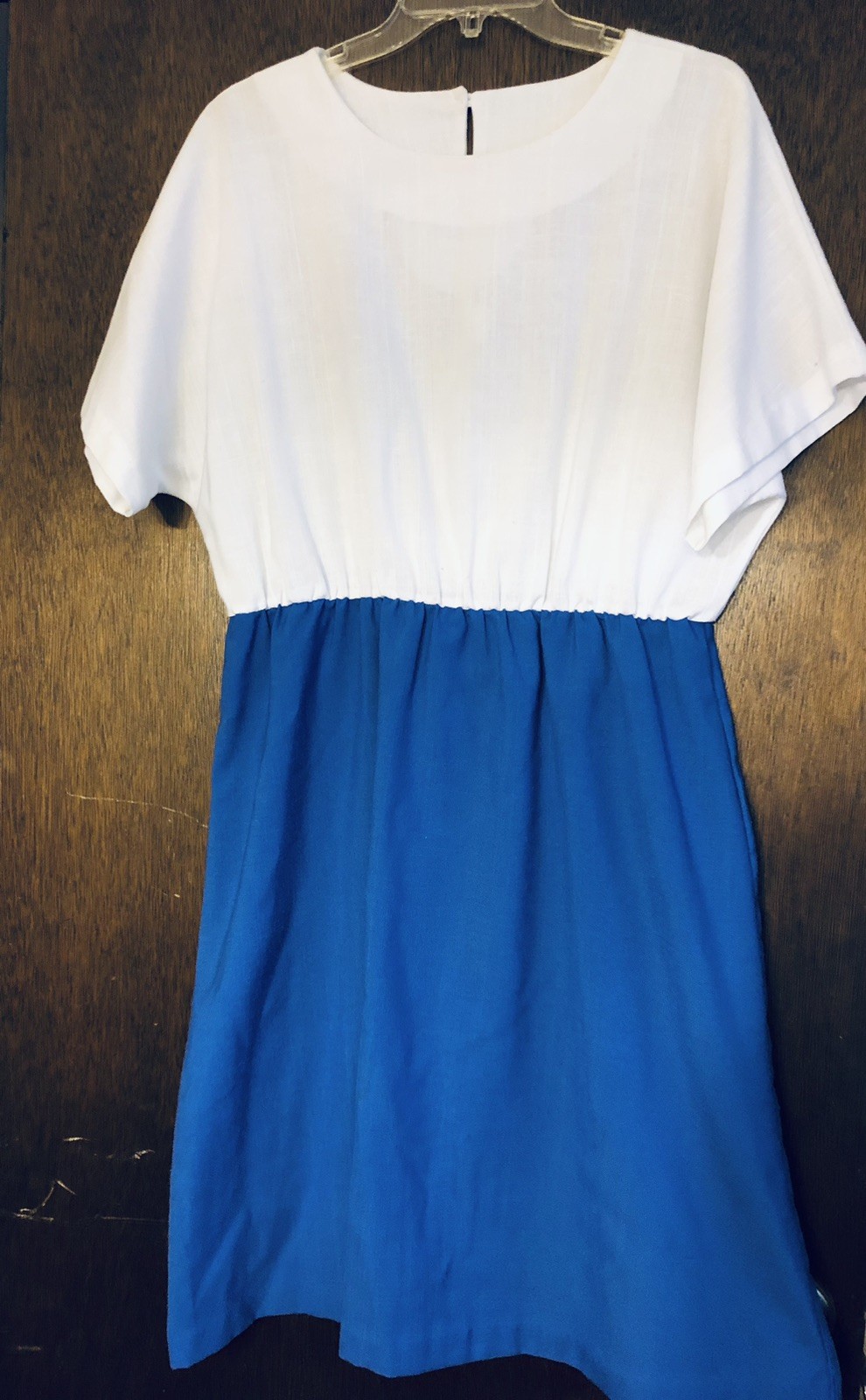 Vintage 80s Women&rsquo;s size 16W short sleeve dress elastic waist 33-38 length 40&Prime;