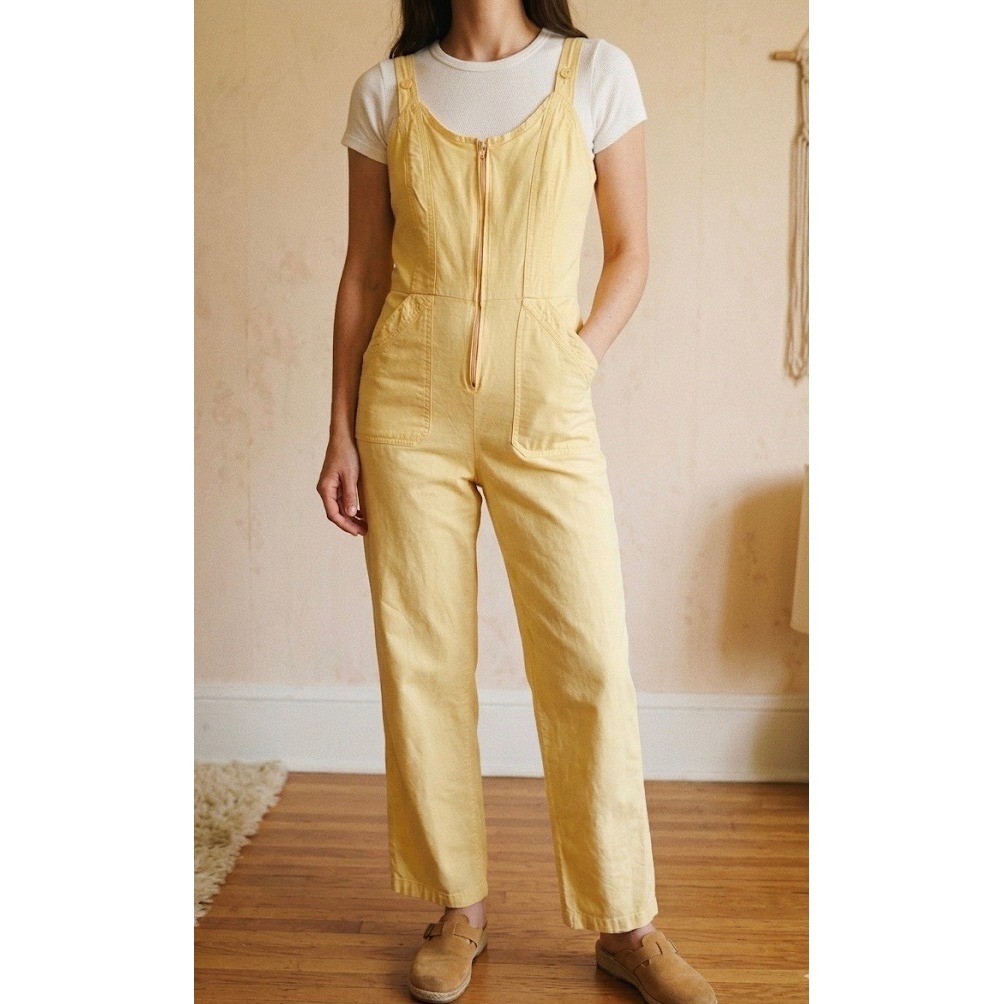 Vintage 70s/80s Foxmoor Yellow Cotton Utility Jumpsuit – Size 7 (Fits XS/S)