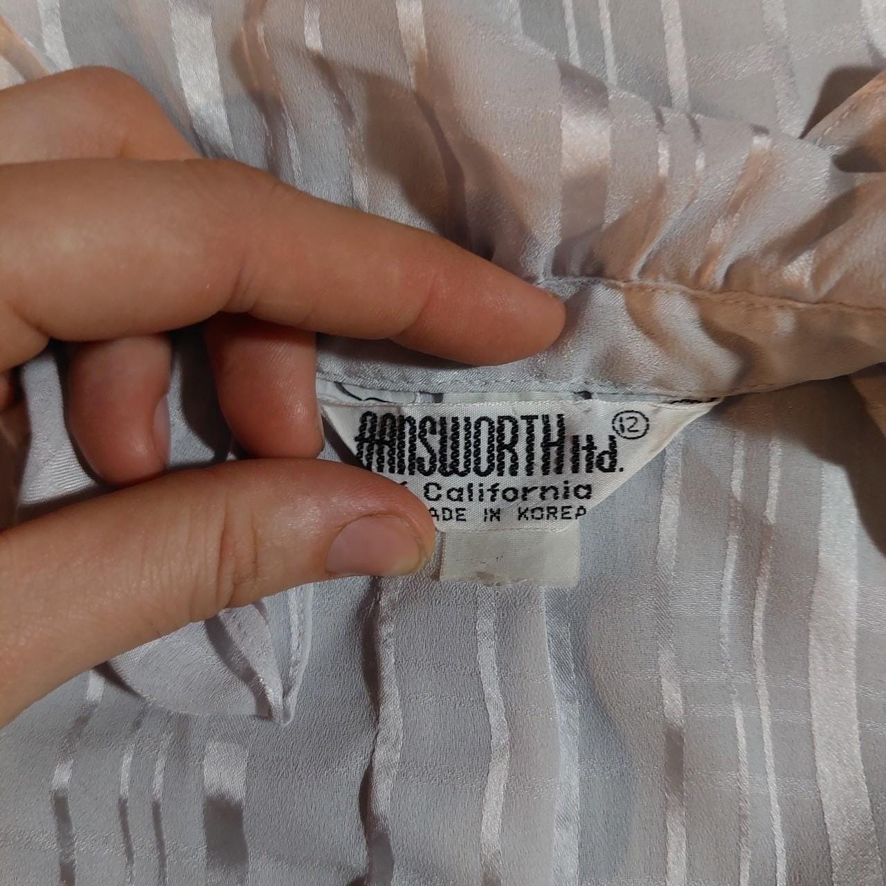 Vintage silver striped button up with ruffle collar.