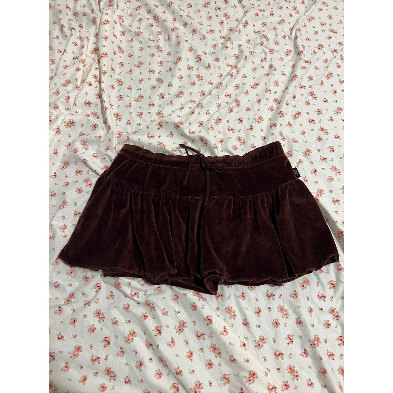 vintage velvet low rise drawstring mini skirt, perfect beach cover up
