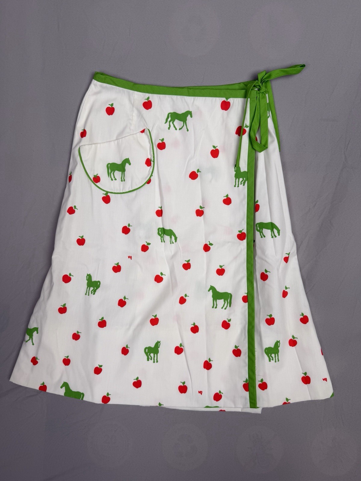 Vintage The Vested Gentress Horse And Apple Printed Wrap Skirt Size 10