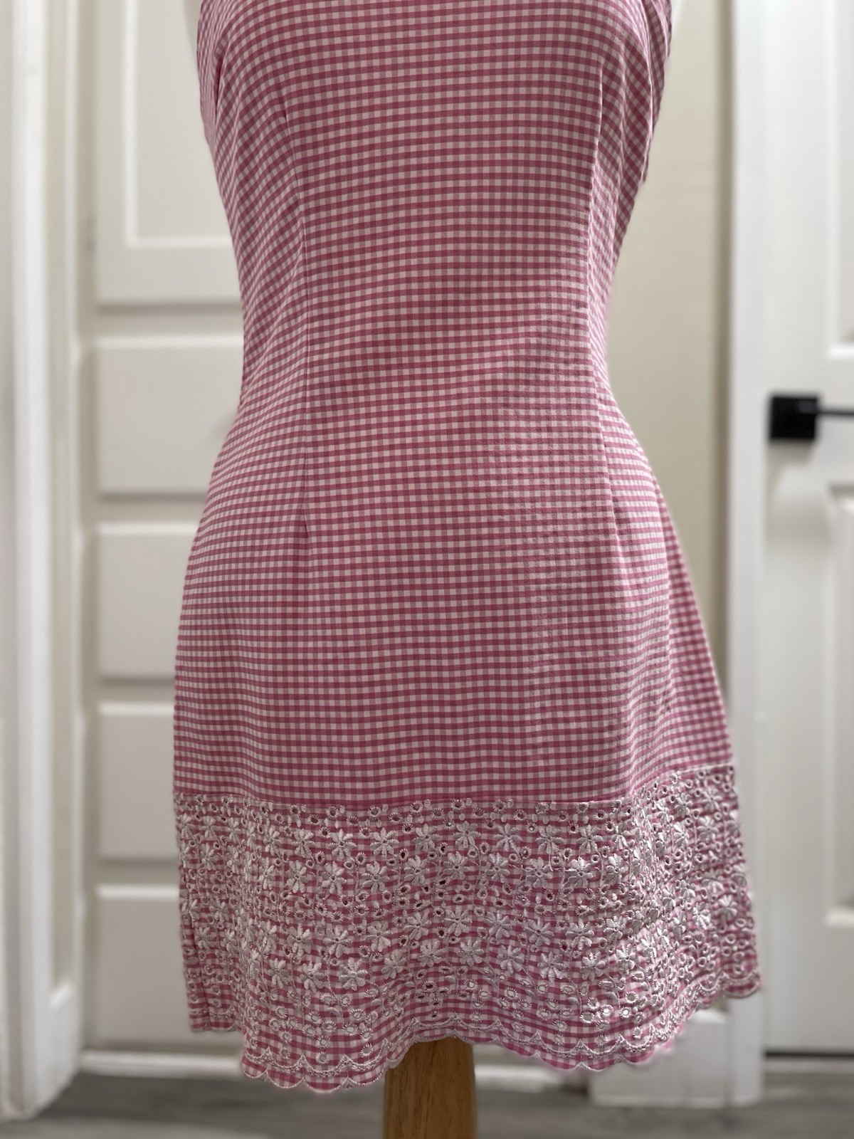 Vintage 90s California Concepts Gingham Sun Dress Size 7 Pink Y2K