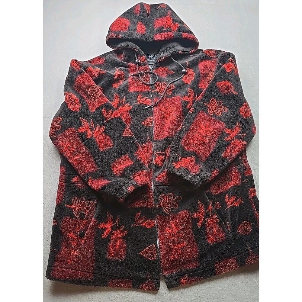 Forecaster Floral Fleece Jacket Hooded Small Full Zip Warm Cozy Vintage Women&rsquo;s
