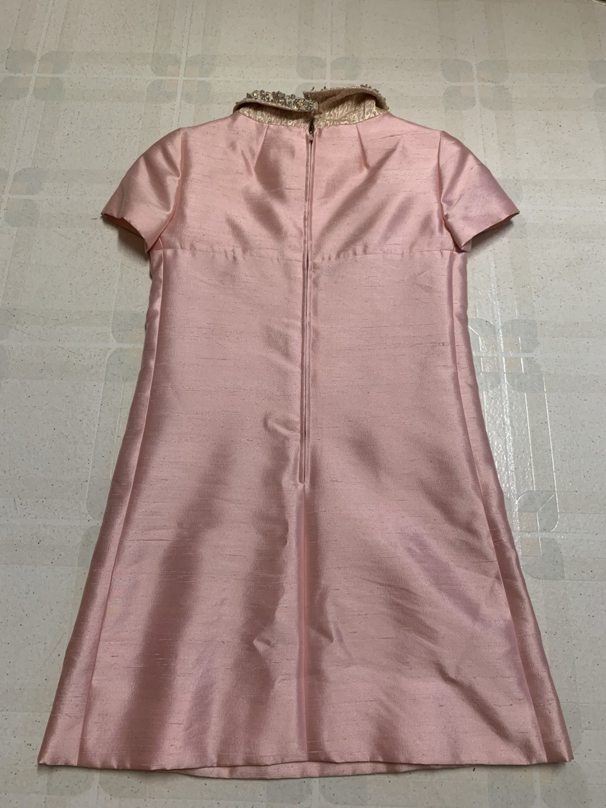 Vintage 60s The Halle Bros Co Cleveland Pink Beaded Dress Special Occasion Retro