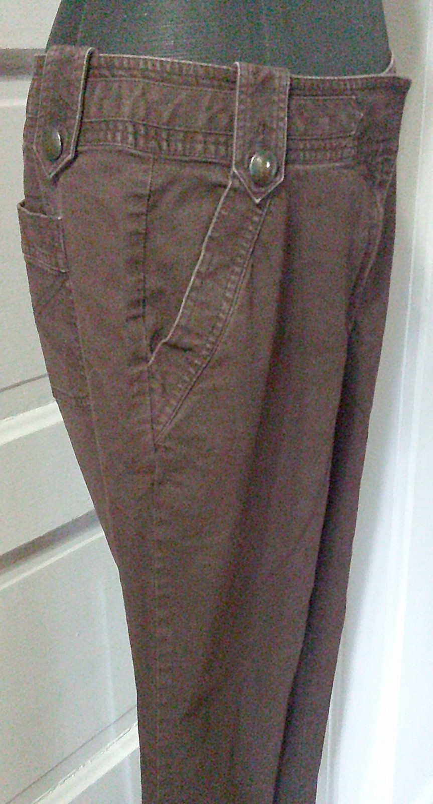 80&rsquo;s TALBOTS Brown Button Flap Belt Loops Flat Front Jeans 12P
