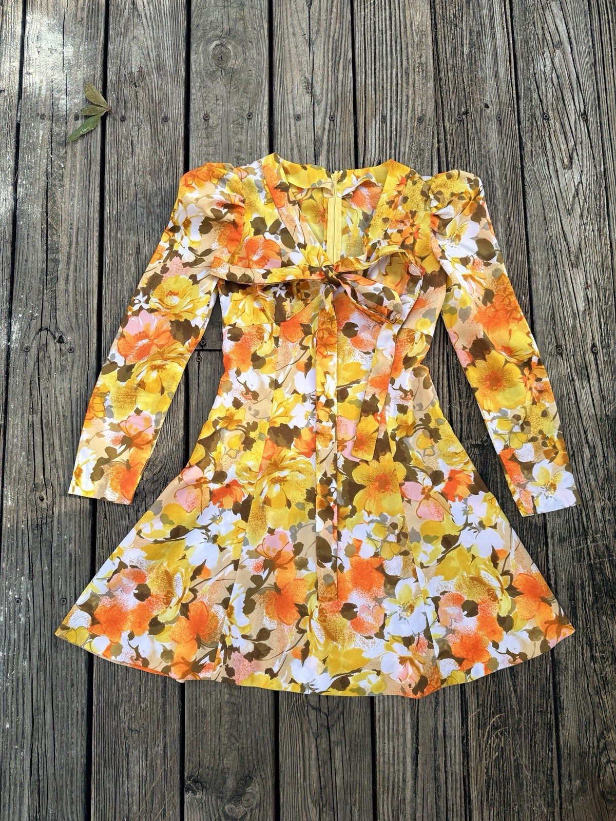 Vintage 60s 70s Handmade Floral Mod Hippie Mini Dress
