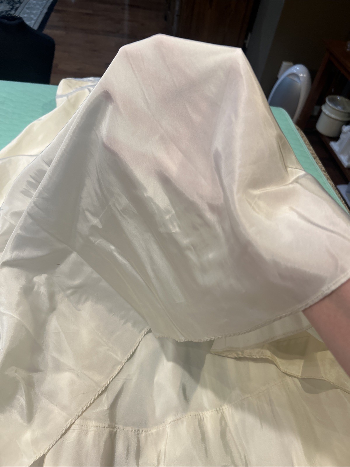 Vintage Ivory Spaghetti Strap Saloon Style Dress Size Small