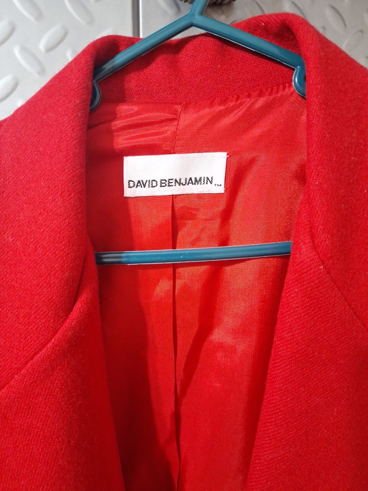 New Vintage David Benjamin Oversized Long Blazer Wool 18 Red Womens 90s Jacket