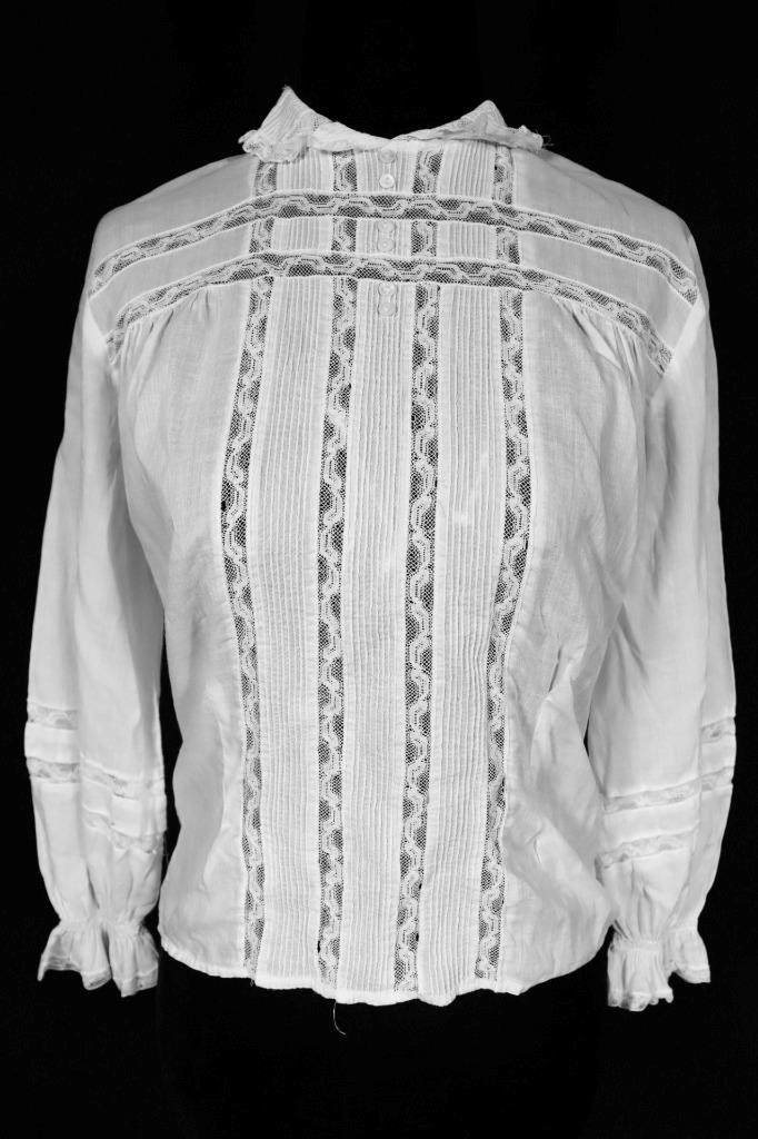 Vintage French 1940&rsquo;s White Cotton Blouse Size Medium 36&Prime; Bust Exc Condition