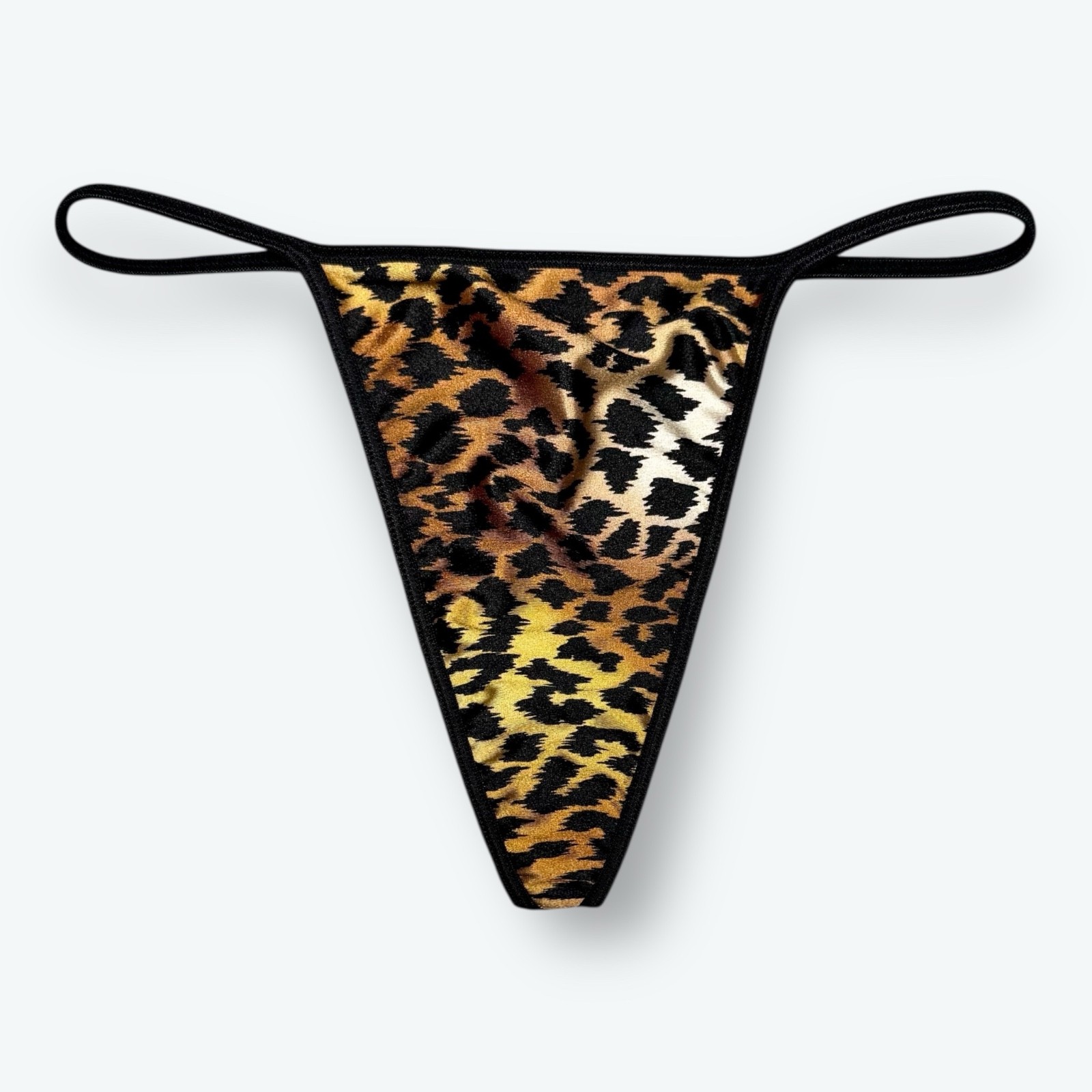 Satin V-String Hi-Cut Thong Leopard Print M