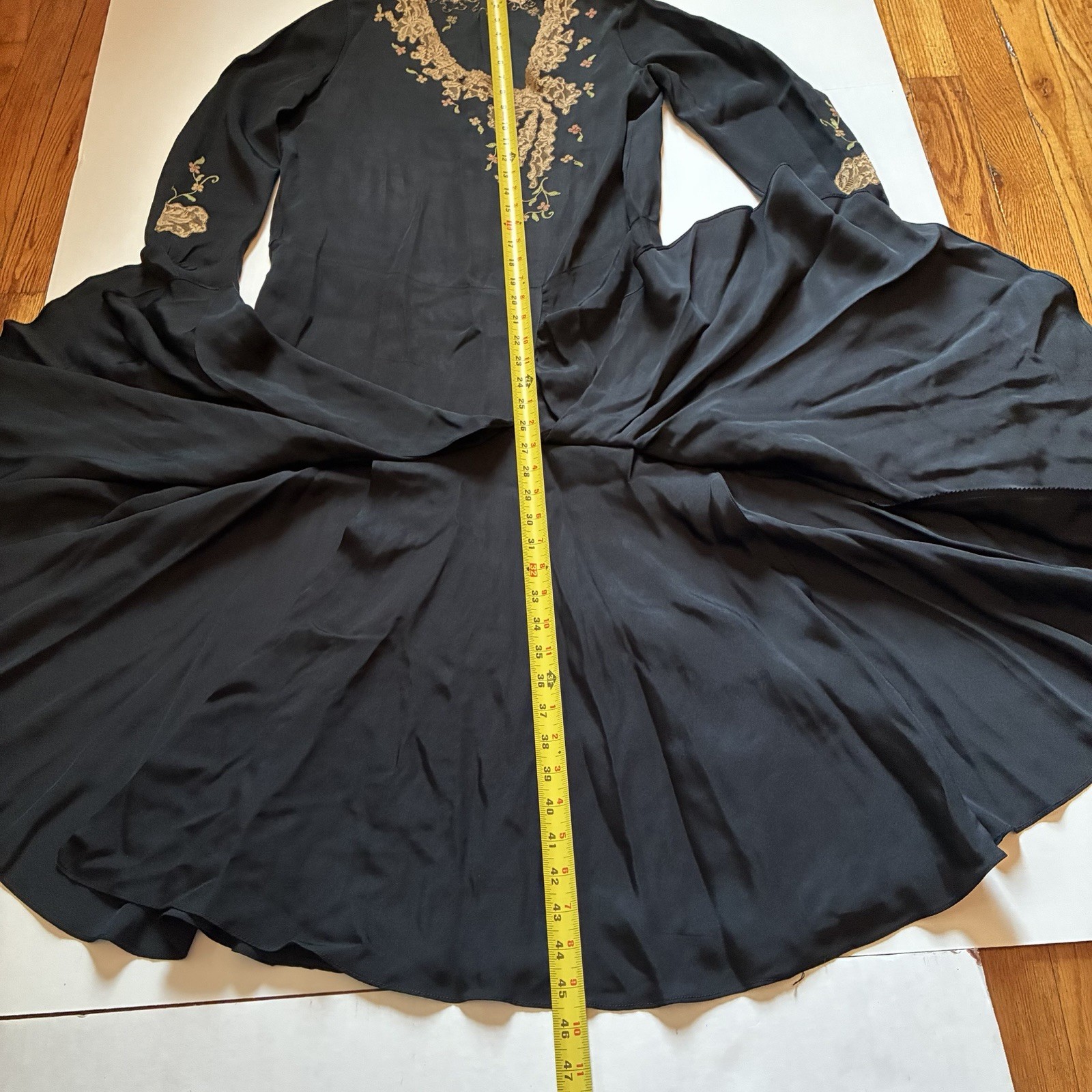 1920&rsquo;S Flapper Drop Waist Afternoon Dress Asymmetrical Lace Embroidery Silk