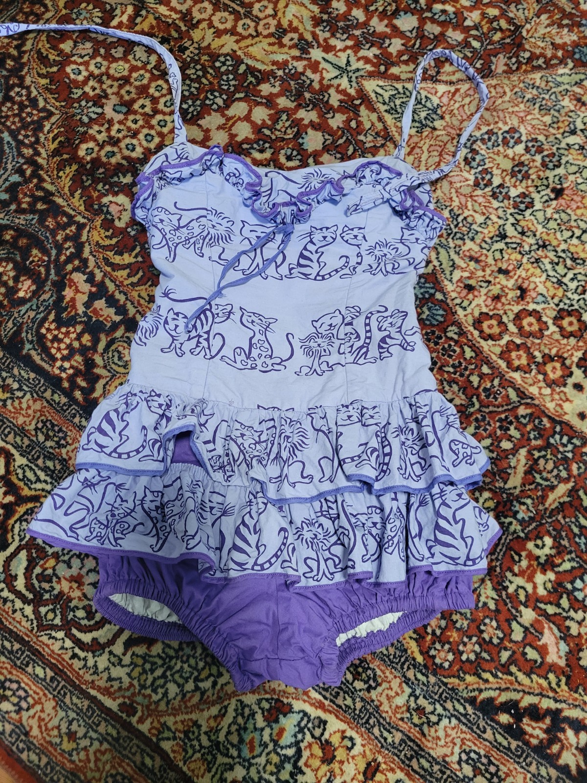 Vintage Catalina Junior 1950&rsquo;s Cotton Ruffled and Elastic Smock Swimsuit Size