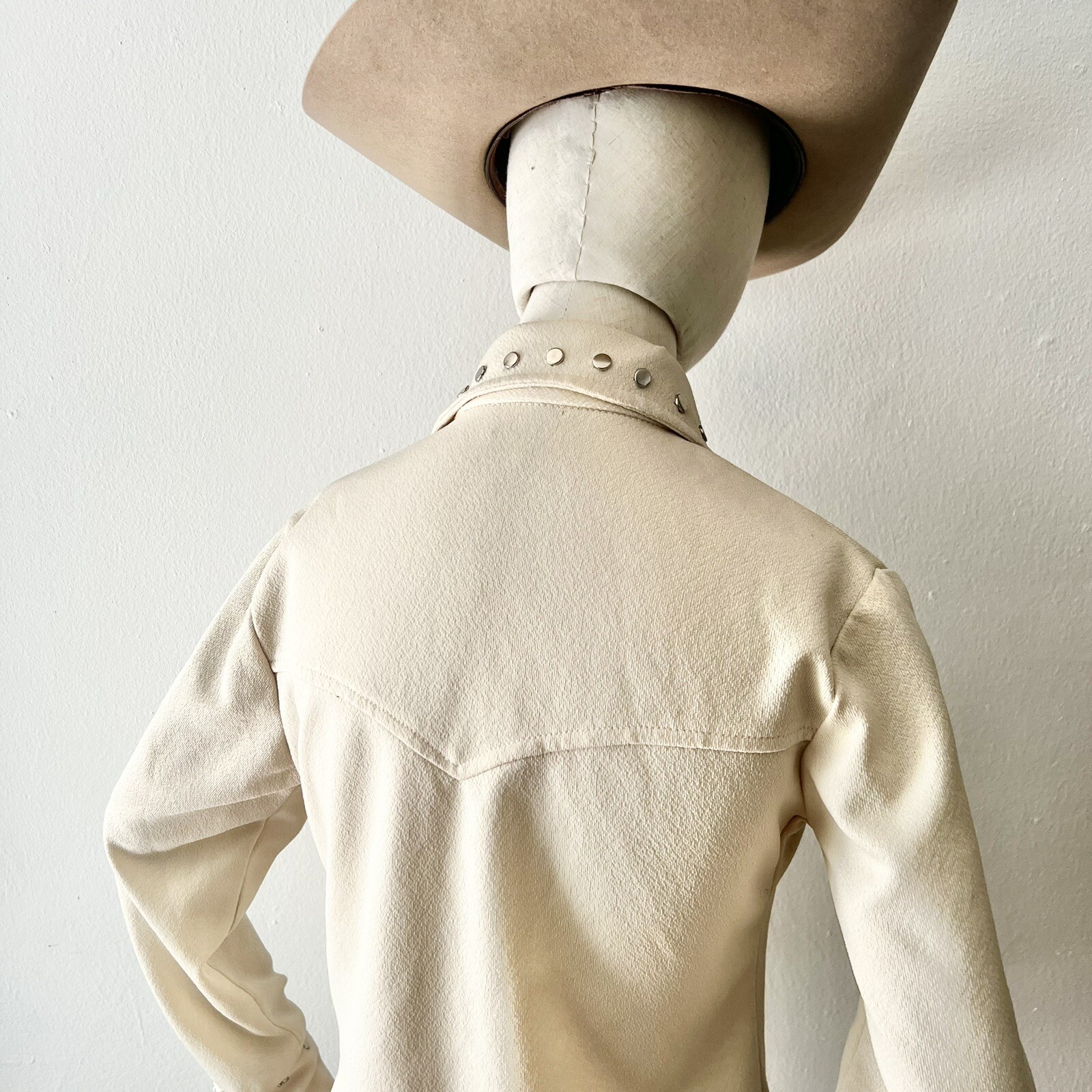 SILVER STARS & Studs 70s 1970’s Vintage Cream Western Rodeo Blouse Shirt S 36b