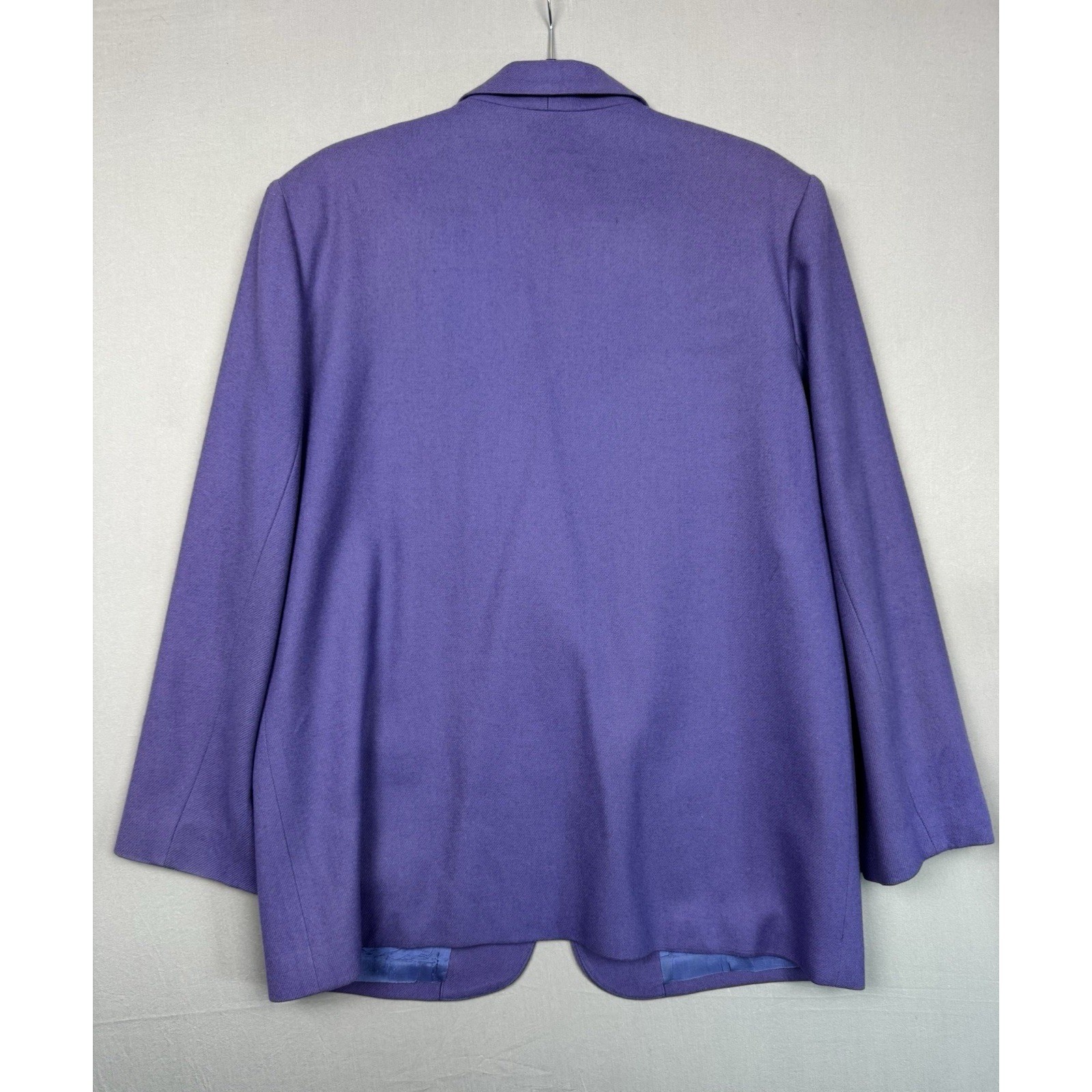 Vintage Savannah Purple 100% Pure Wool Blazer Womens 14 Gold Button 80s 70s EUC