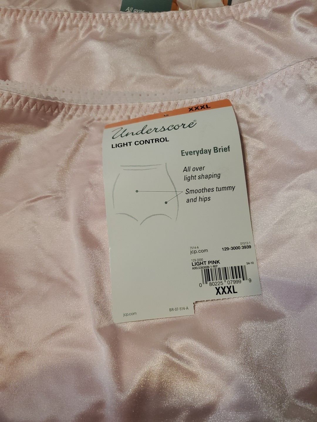3) Vintage JCP UNDERSCORE Womens XXXL Pink Nylon Light Control Everyday Briefs