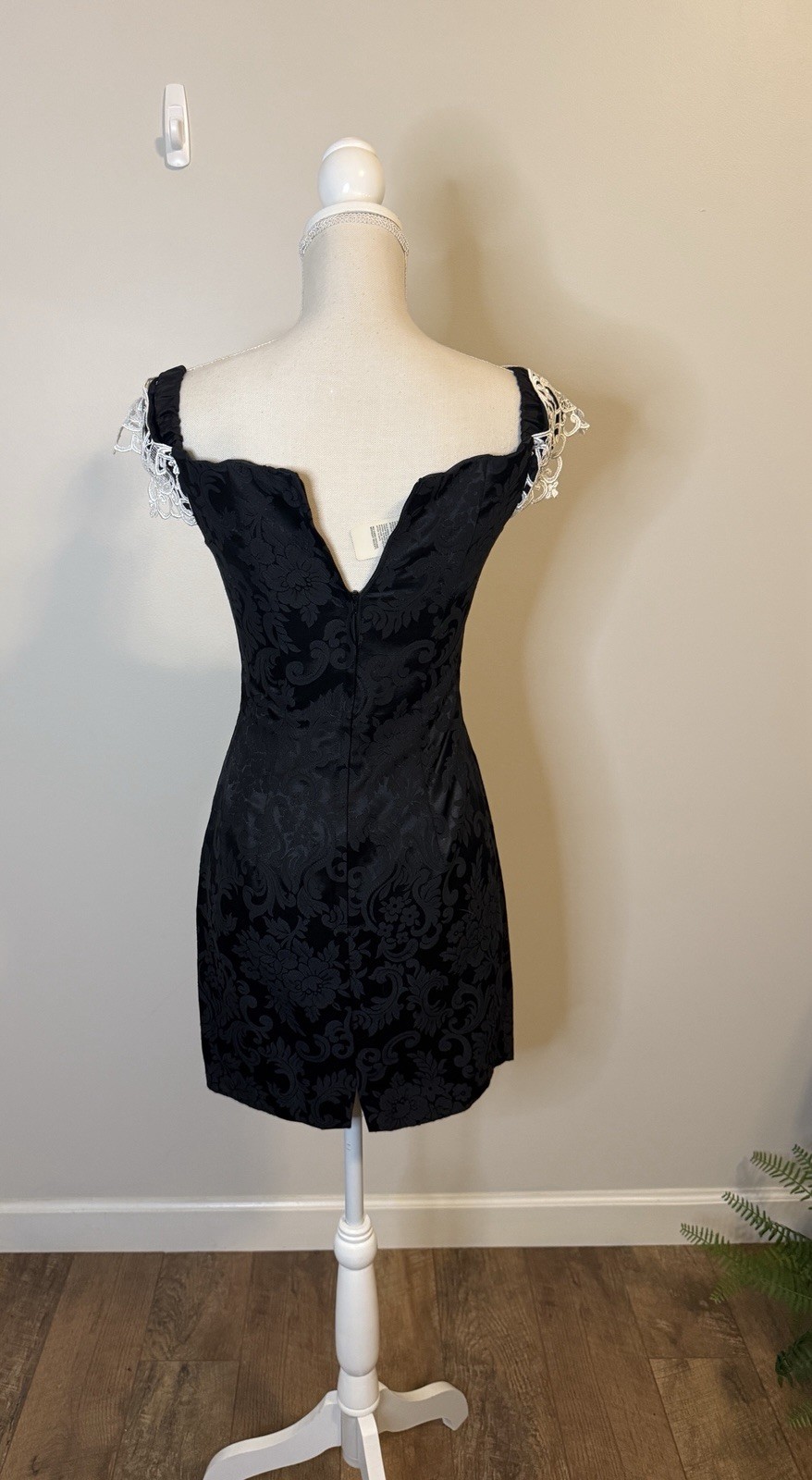 NWT Gunne Sax Dress VTG Black Short Jacquard Flower Lace Cocktail SZ 5/6