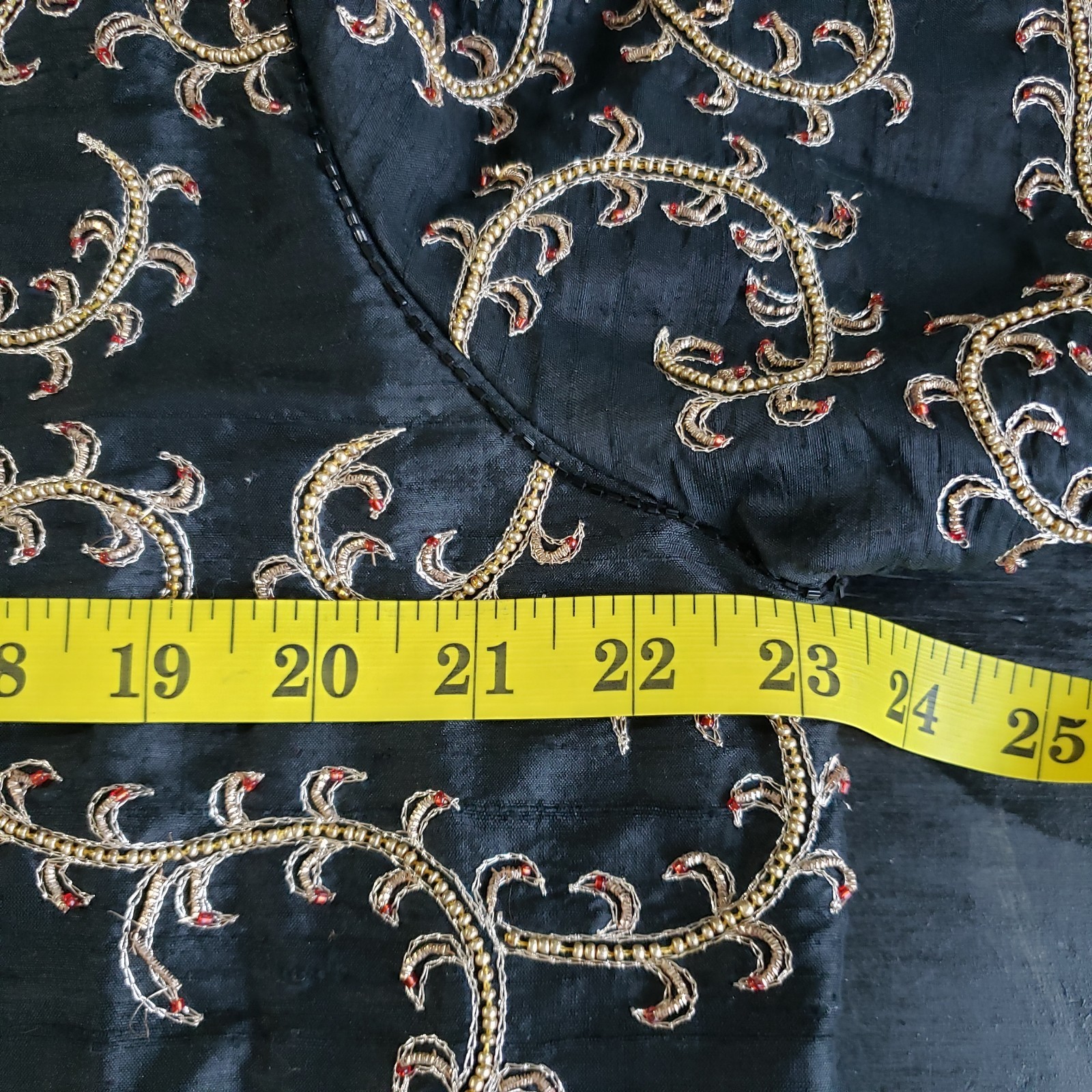Vintage Starlight Evening Jacket XXL Black Silk Gold Beading Embroidery Handmade
