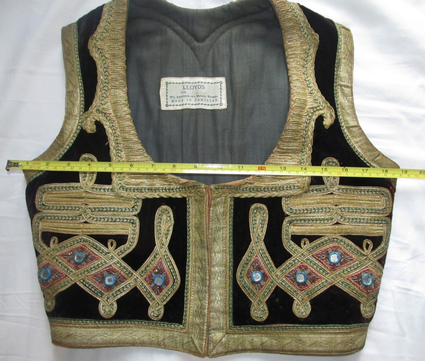 Vintage Turkish Vest Hendrix Morrison Style Made In Pakistan Velvet Gold Lloyds