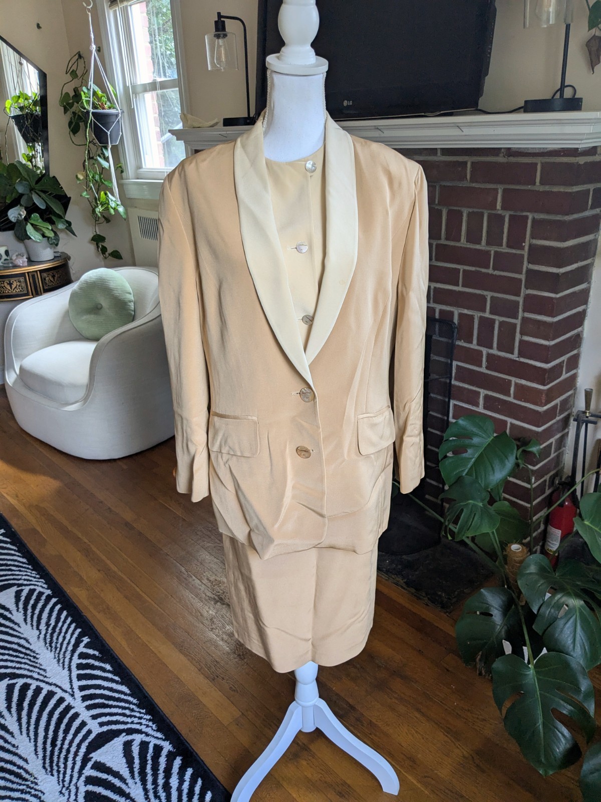 90s Louis Feraud Silk Vest And Skirt Suit