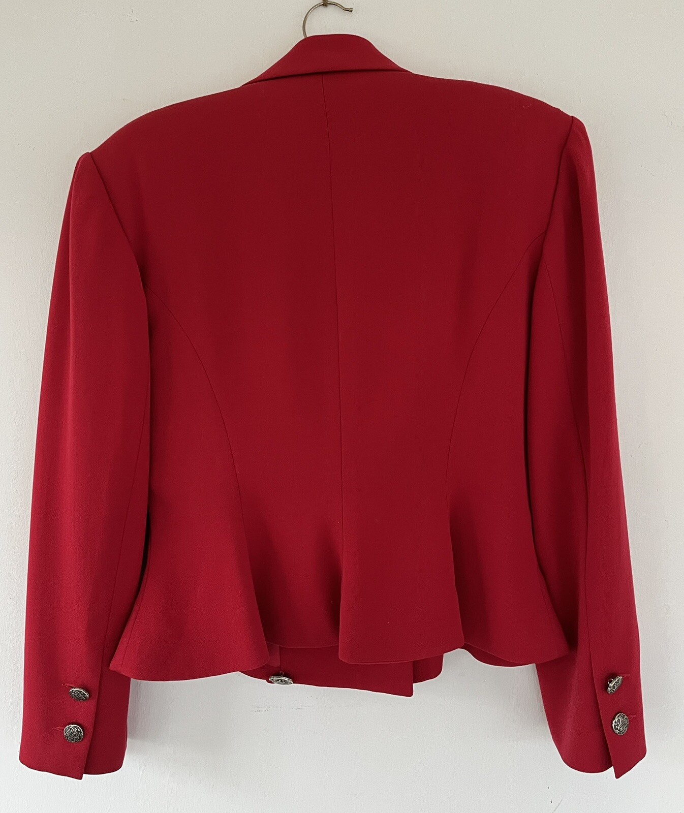 Chloe A/W 1990 Vintage Red Runway Jacket Coat Martine Sitbon Silver Buttons
