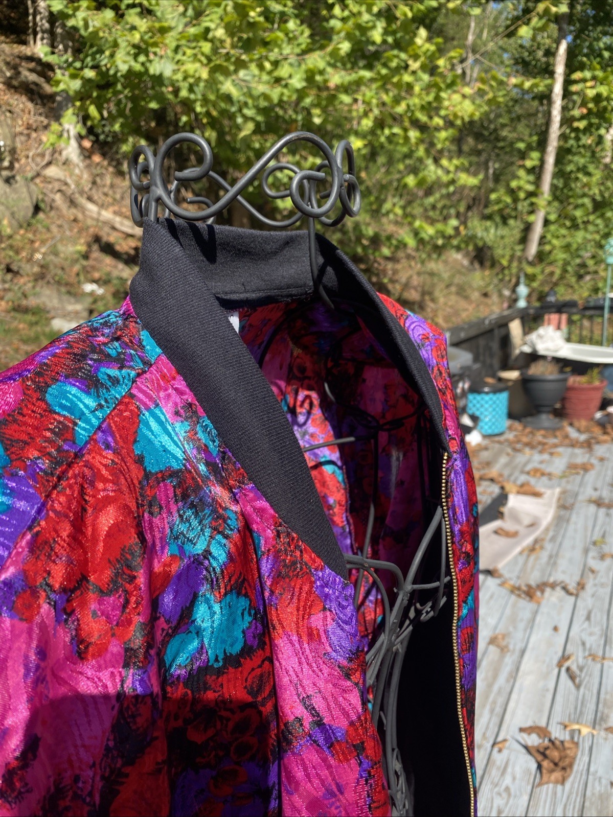 Vintage Polyester Maygene Floral Zip Up Windbreaker Jacket Size M