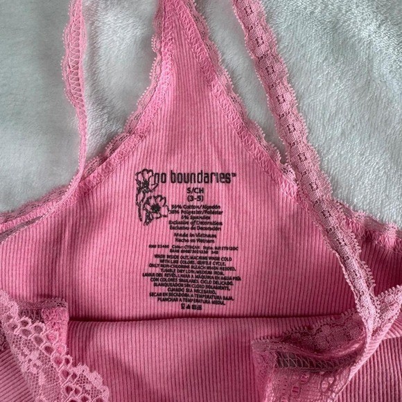 No Boundaries pink racerback lace babydoll cami tank top y2k vintage mcbling