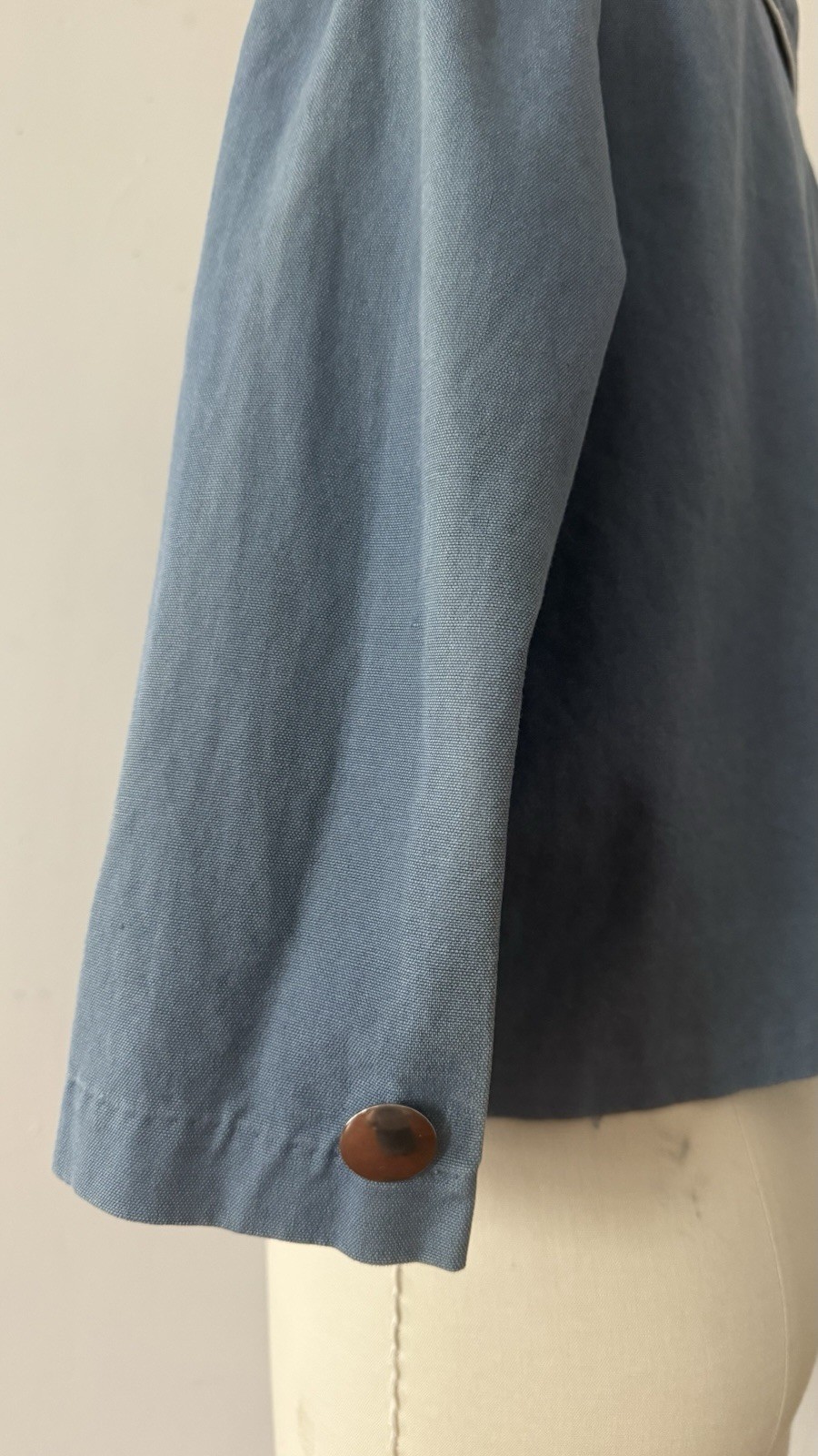 1950s Sailor Collar Cropped Jacket Dusty Blue Rayon Faille Nautical Sportswear