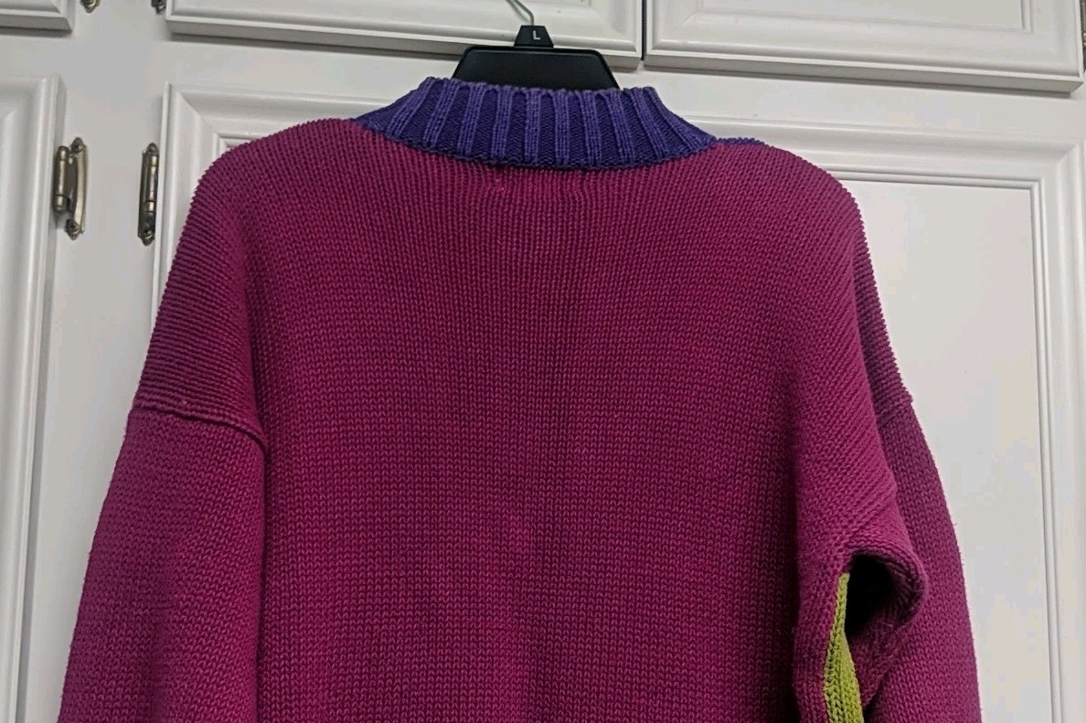 Vintage Reference Point Puzzle Pieces Color Block Sweater Sz M Medium