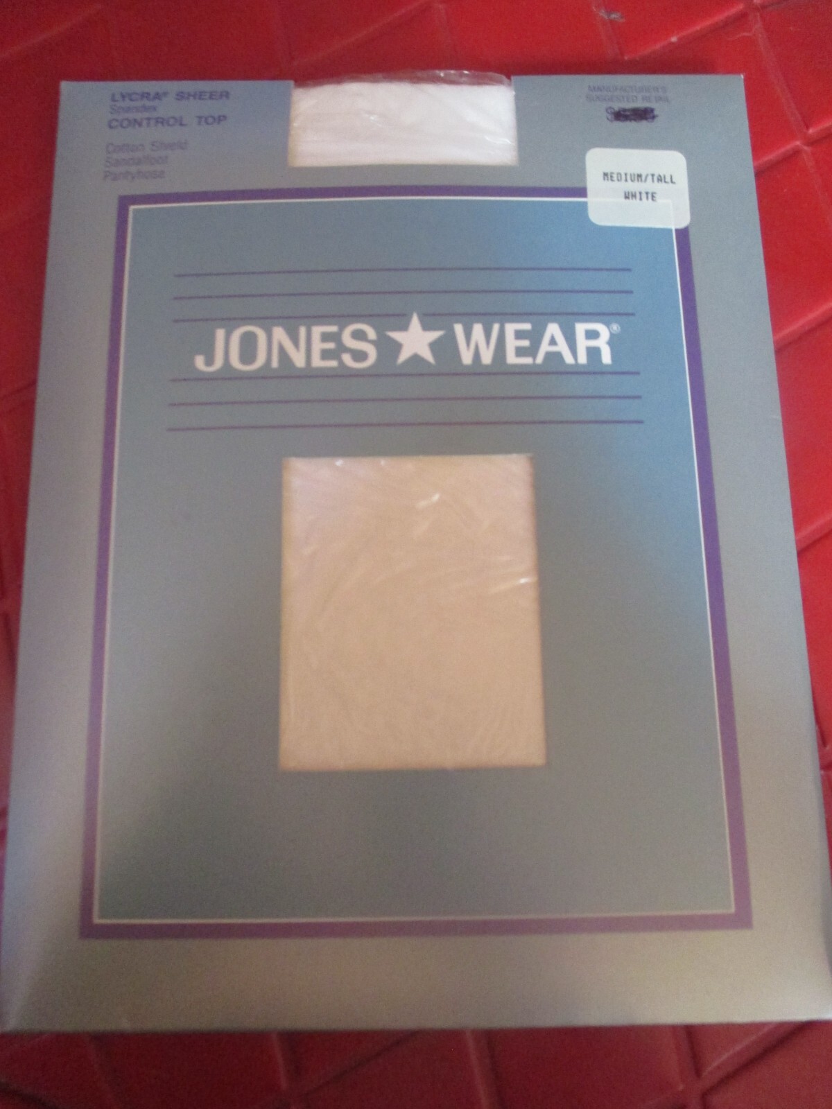 JONES WEAR Vintage WHITE Nylon PANTYHOSE-Size MED TALL – 120 to 170 lbs – 1990&rsquo;s