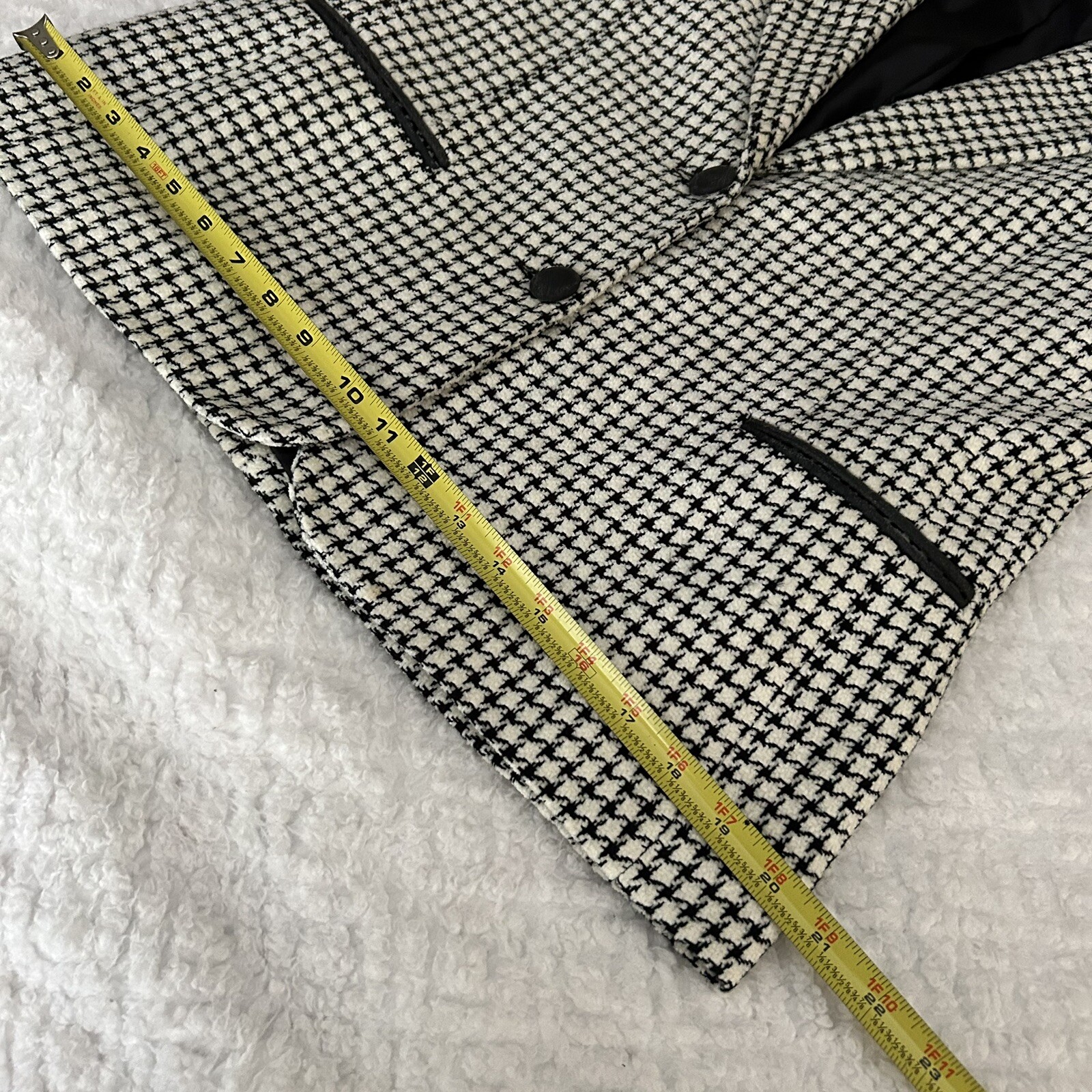 Houndstooth Black & White Blazer Jacket Vintage Joan Leslie 14 Petite