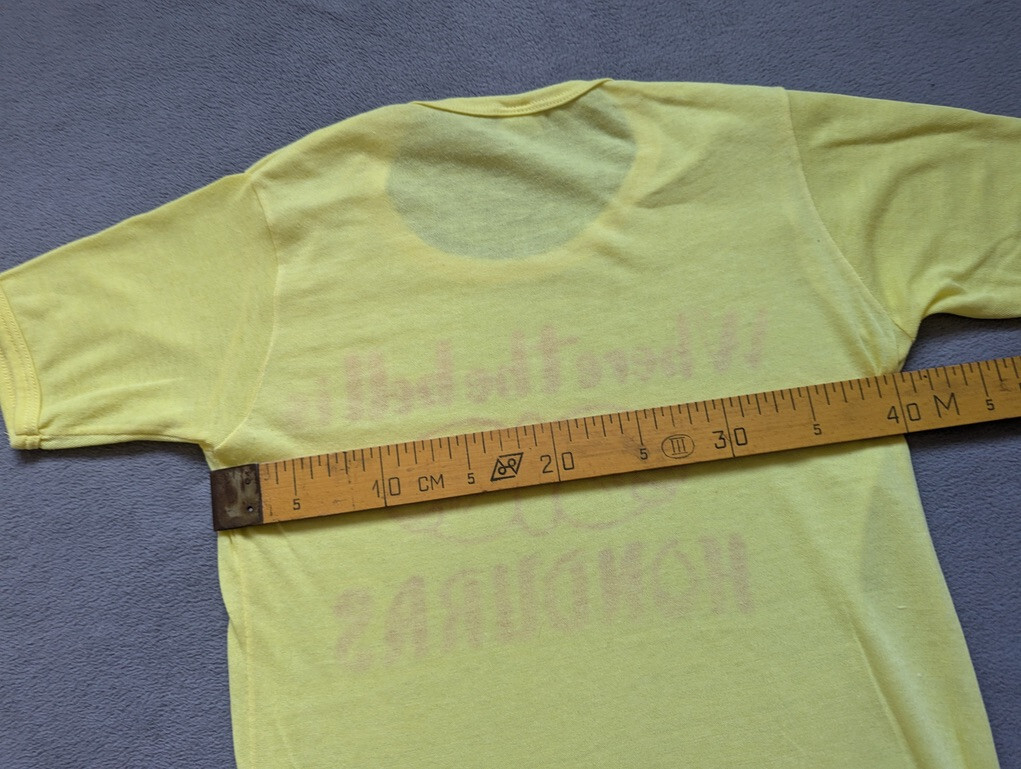 Lancer Vintage 70s 80s where the hell is Honduras yellow shirt womens size 36