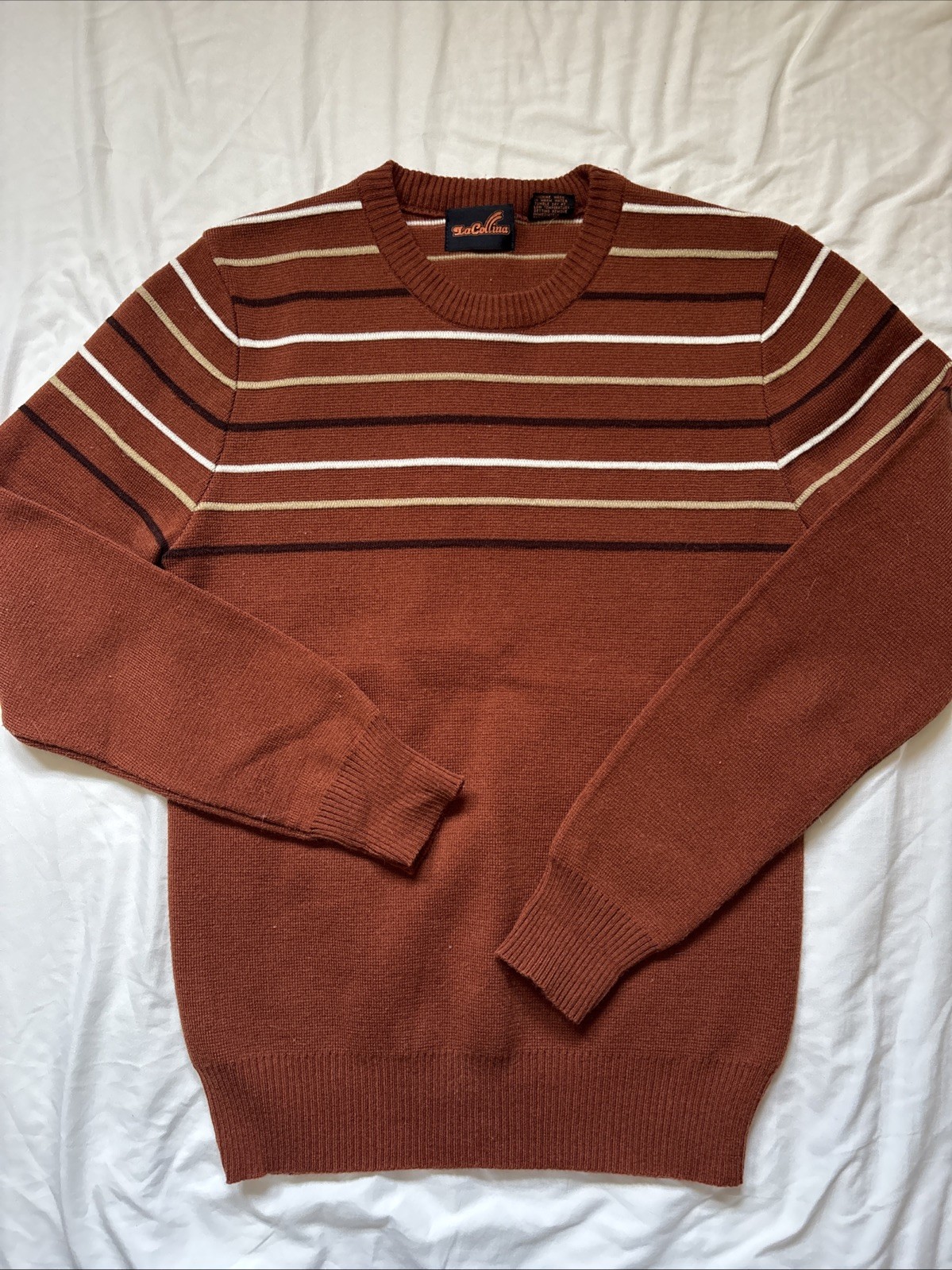Vintage 1970s Retro-Style Orange Acrylic Sweater Size Medium