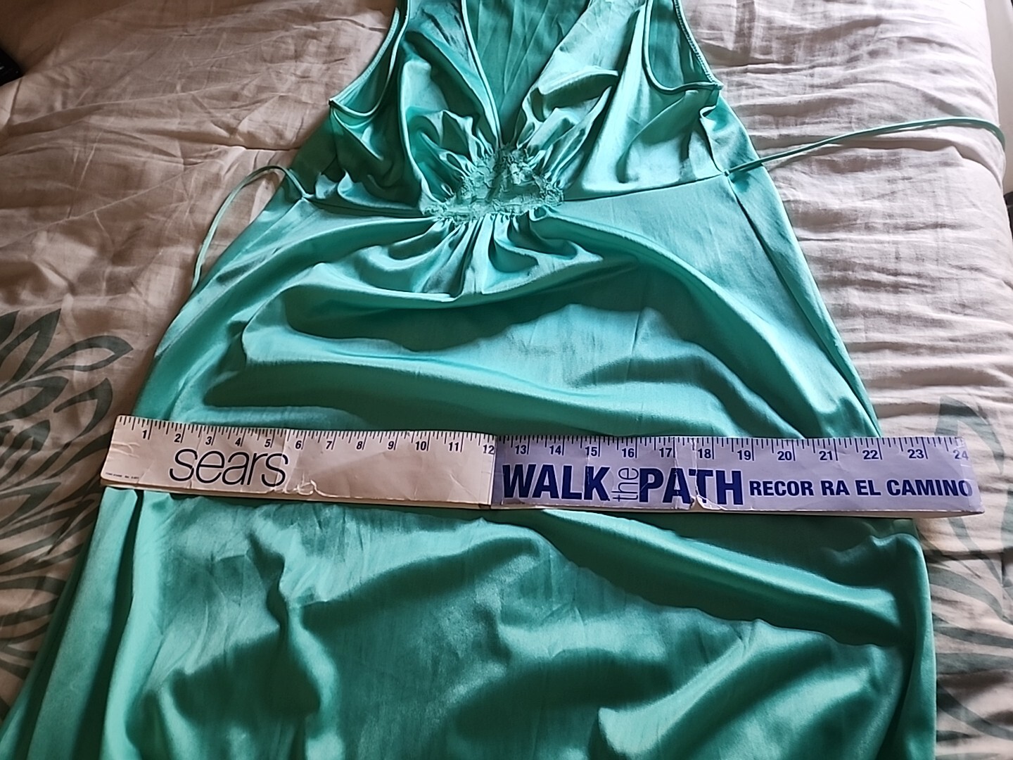 Vintage Vanity Fair Dressing/Night Gown Size 34 Seafoam Green Color 💚 52&Prime; Long