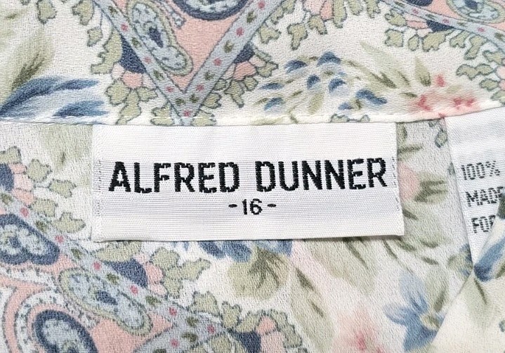 Vtg 70’s Alfred Dunner Blouse Collared With Ruffles Long Sleeve Paisley Sz 16