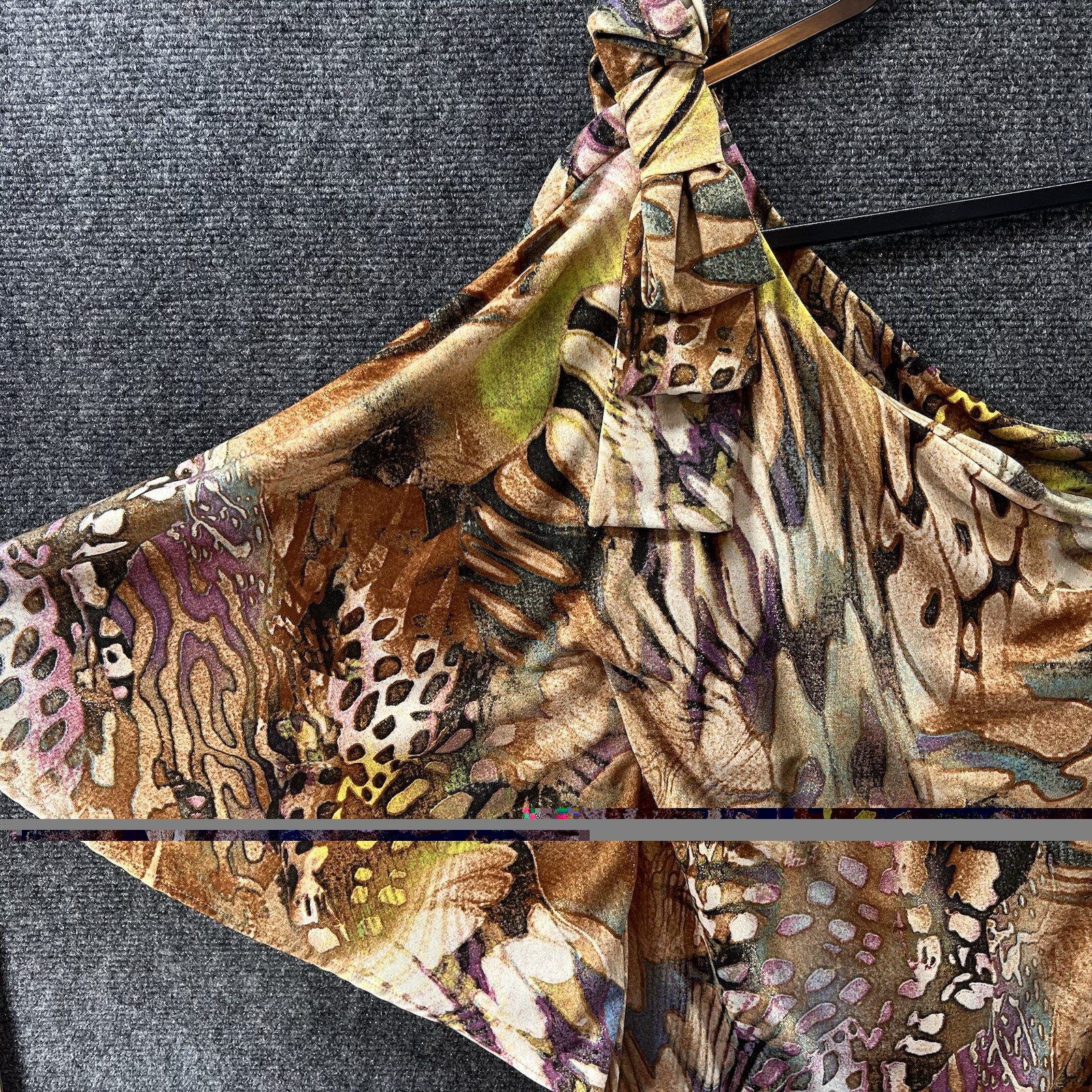 Vtg Cache One Shoulder Bodycon Mini Dress Brown Monarch Butterfly Print Y2K Club