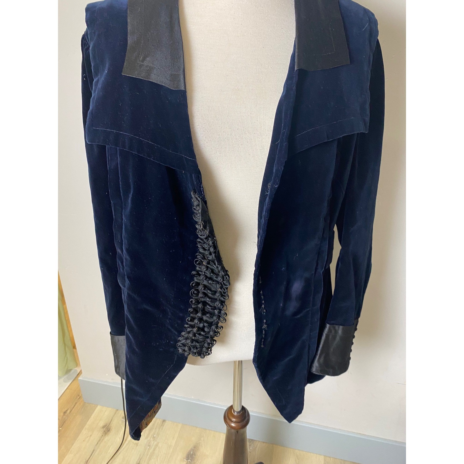 Victorian Marshall Field & Company Blue Velvet Soutache Jacket Coat 1800&rsquo;s/1900
