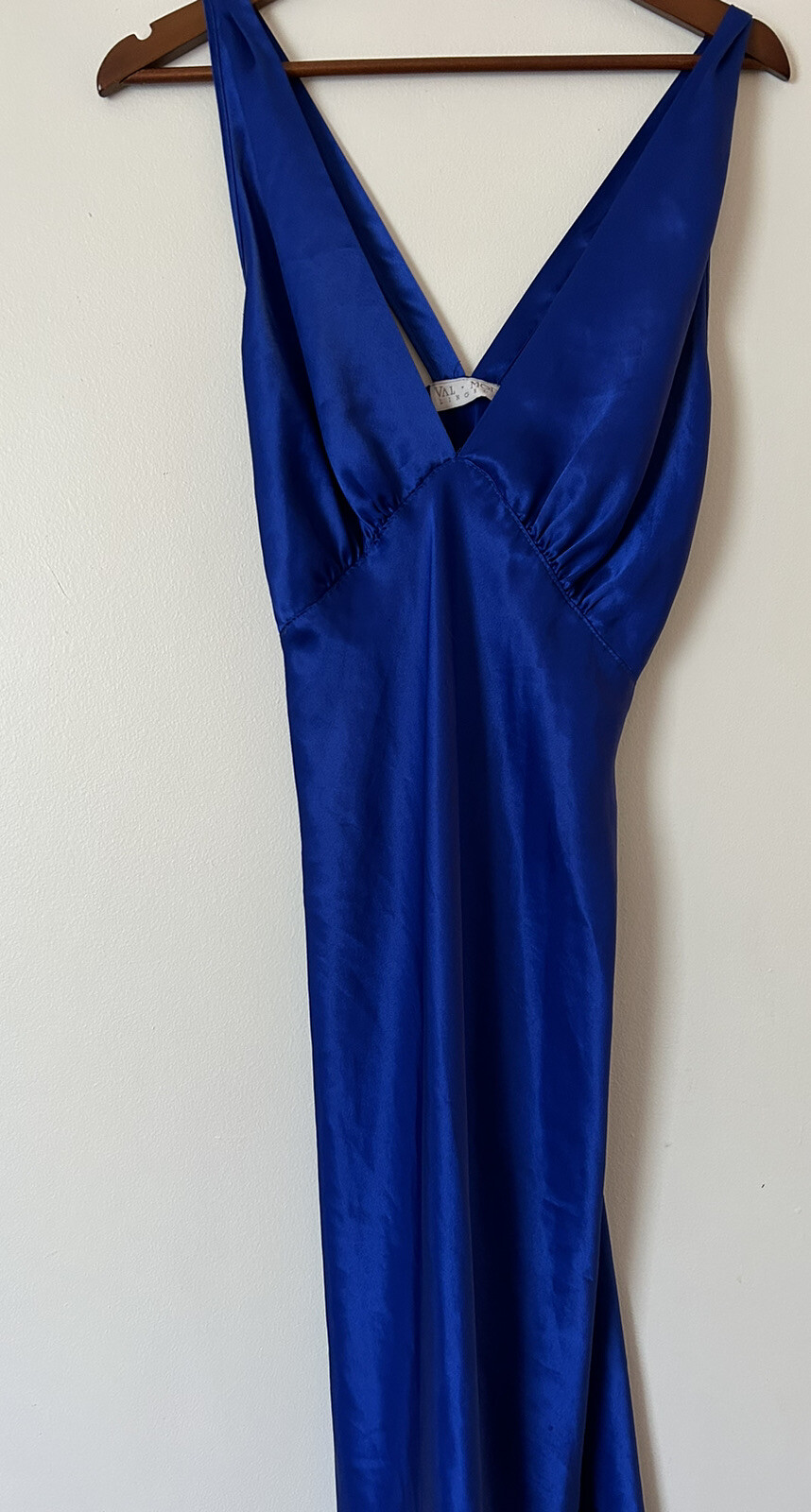 Val Mode Vintage Lingerie Satin Blue Nightgown Size Medium