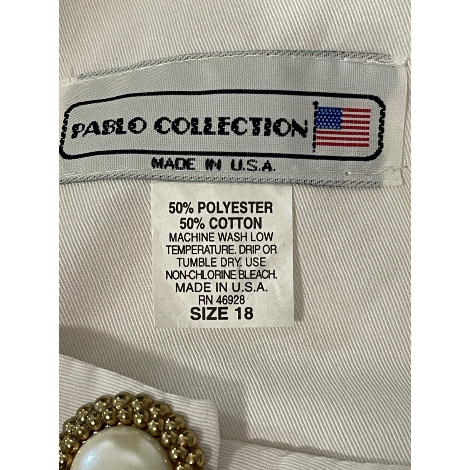 Pablo Collection White 2pc Skirt Set Scalloped Pearl Button Blazer 18 Victorian