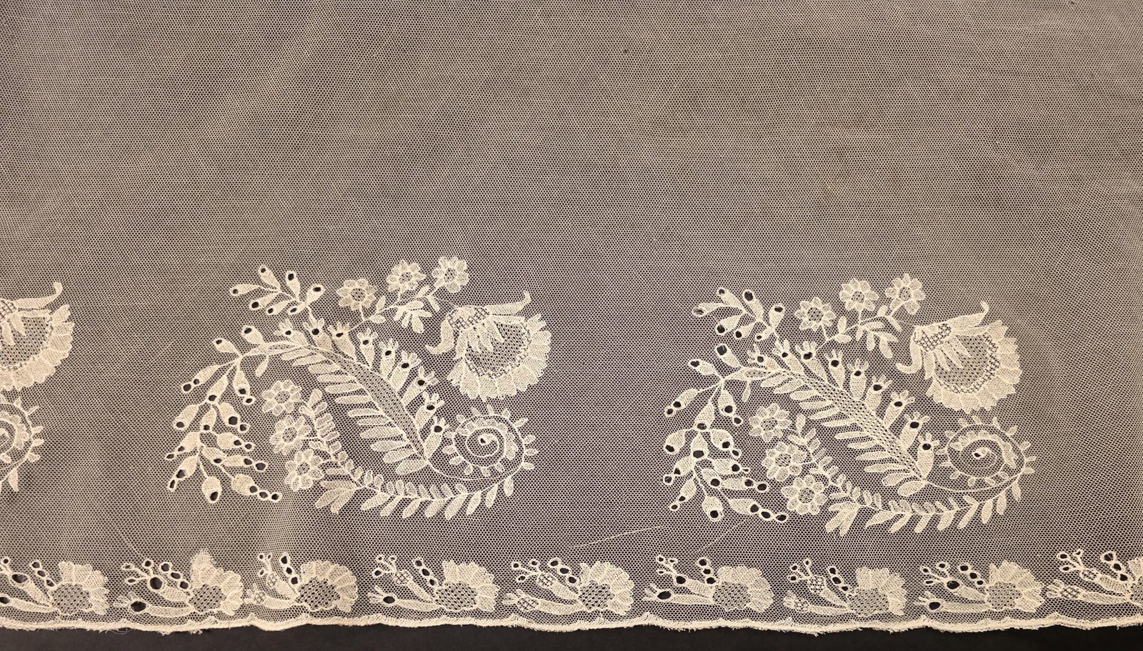 ANTIQUE 1820’S HANDMADE LACE WEDDING BONNET VEIL W FLORALS + OWNERS ID FOR DRESS