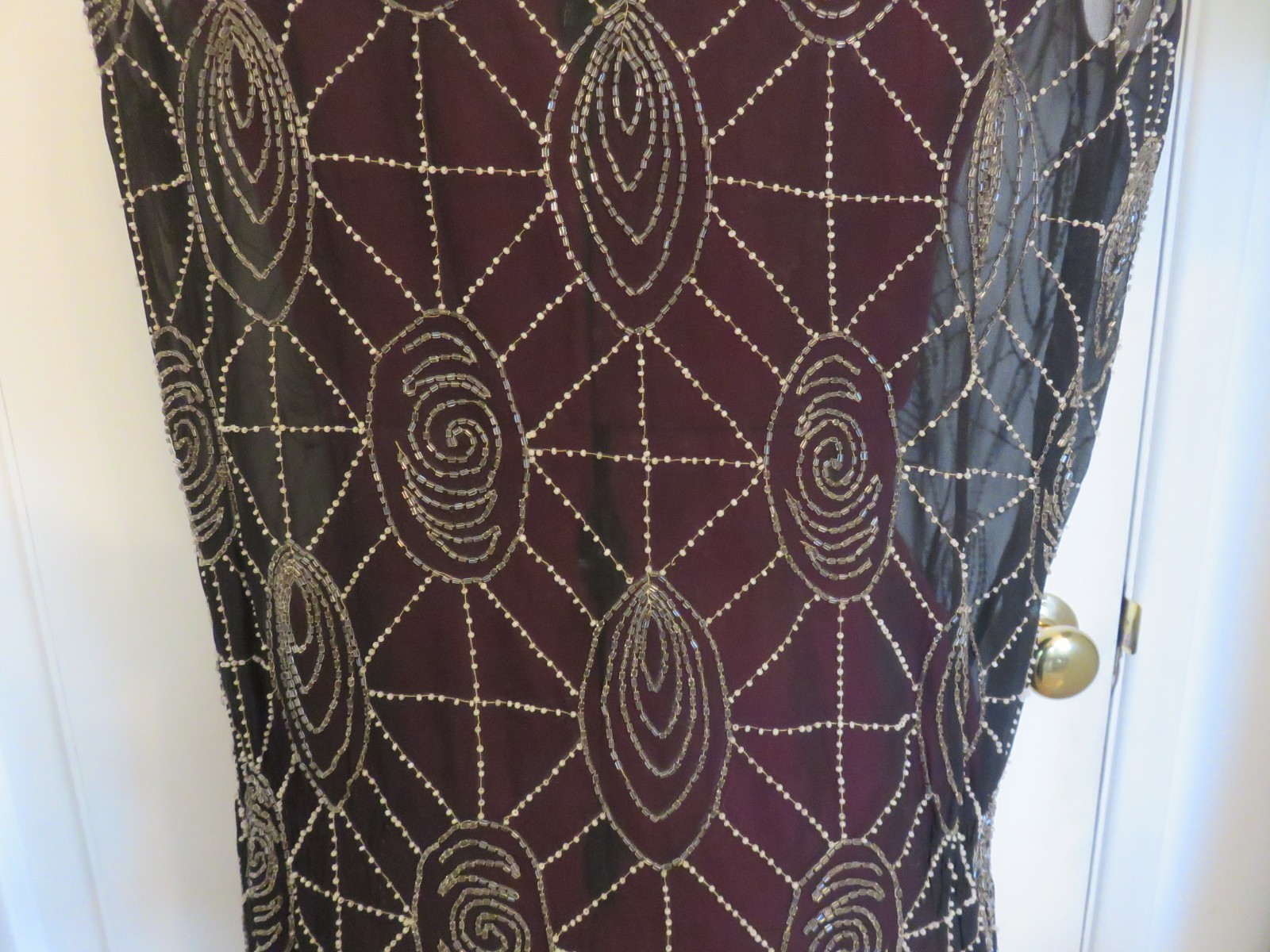 UNBRANDED Beaded Flapper Dress Sheer BLACK Vintage Antique 1920&rsquo;s