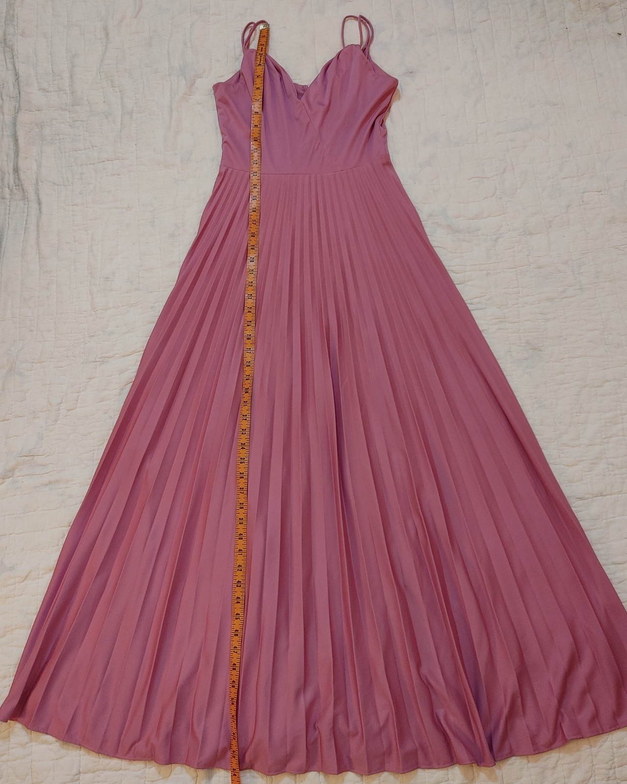 Vintage 70s Disco Dress Pink Rose Pleated Maxi Formal Bridesmaid Clark Zipper