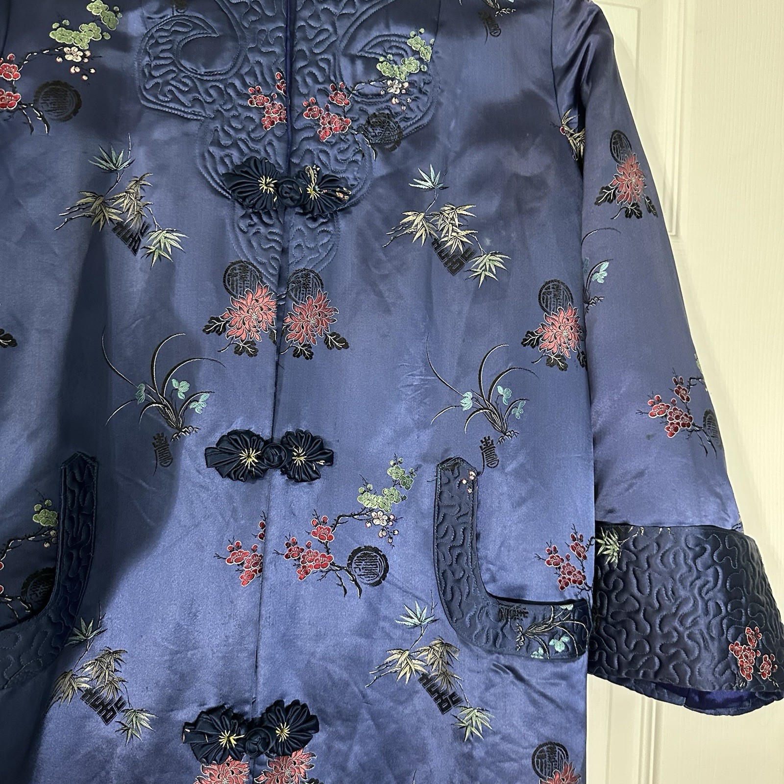 Kimono Robe Pockets, Blue ,Tailored Saigon Vietnam War Vintage 1966 Dress