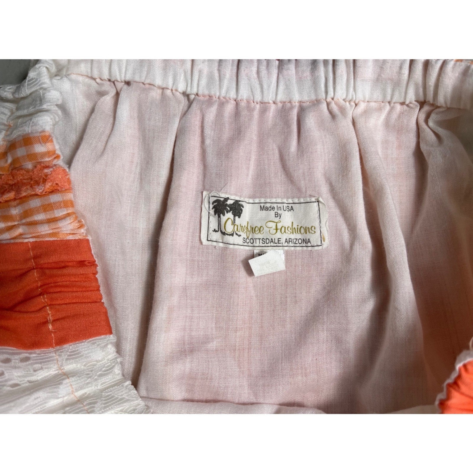 Vintage Handmade Prairie Patchwork Skirt Cottagecore Lace Gingham Peach Boho
