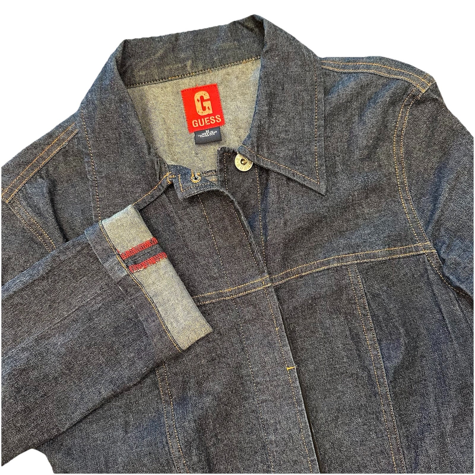 VTG Guess Women&rsquo;s Sz Medium Premium Denim Jacket Y2K Hidden Buttons