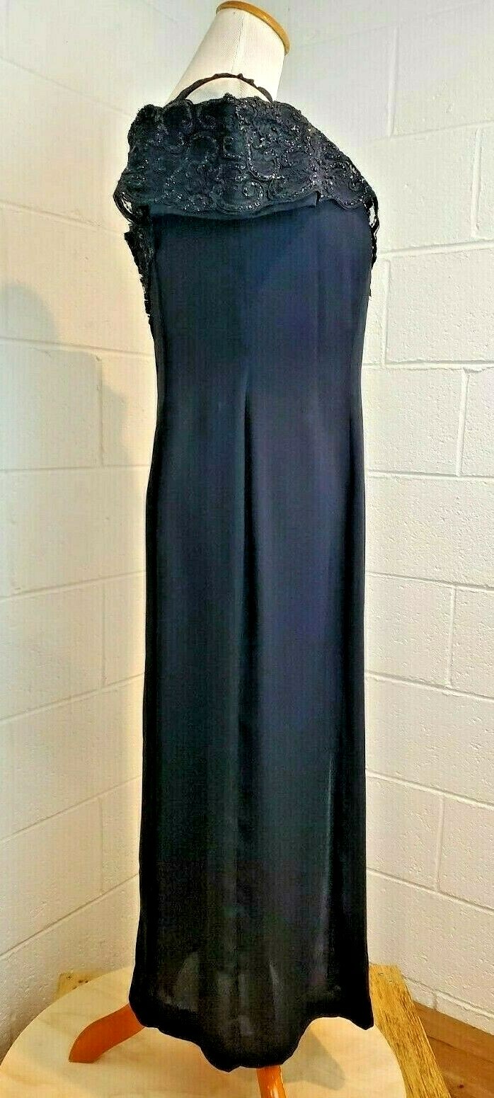 Gantos Evening Chic Vintage 80s Black Evening Gown Dress NWT Dead Stock Size 12