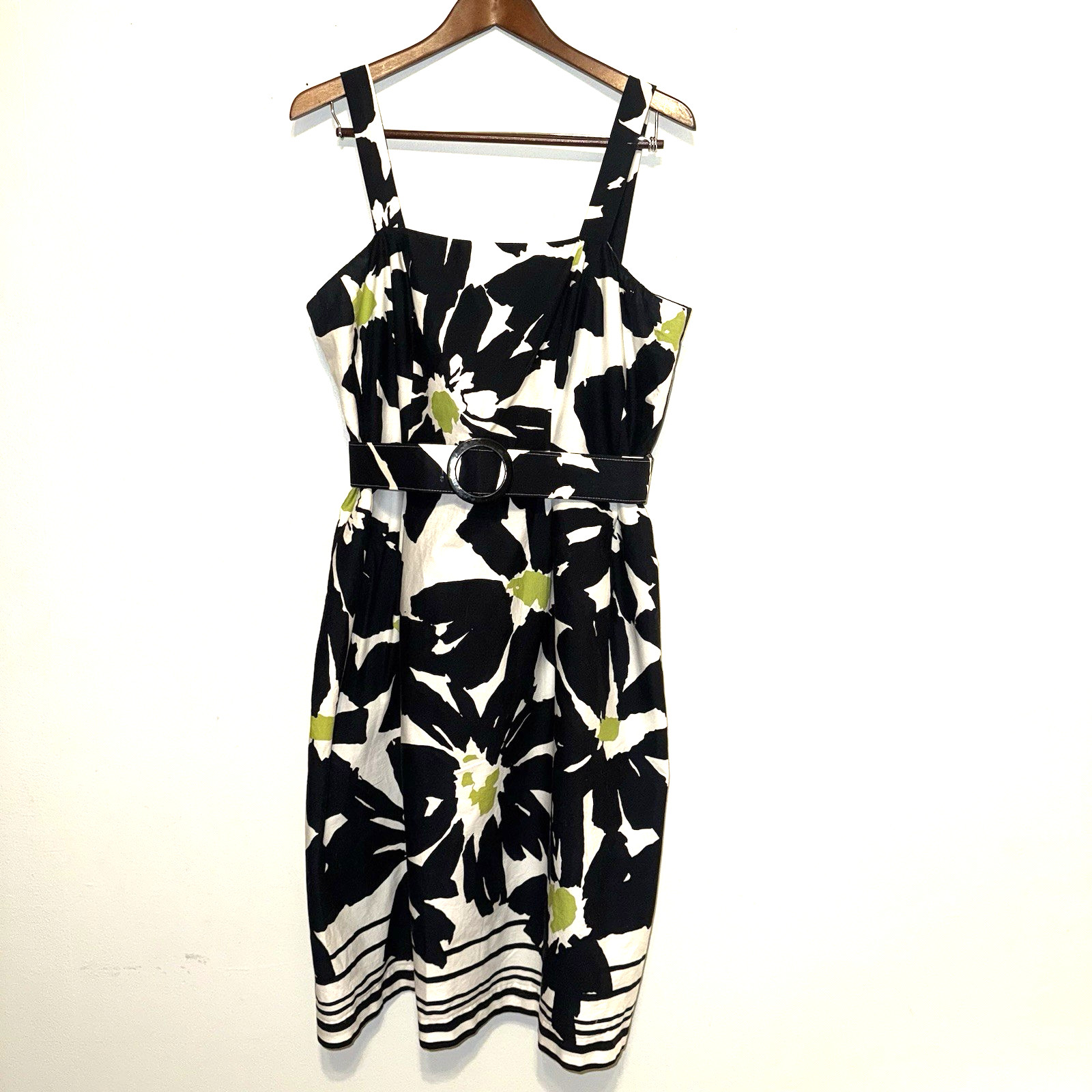Jessica Howard Vintage Black White Floral Y2K Belted Dress